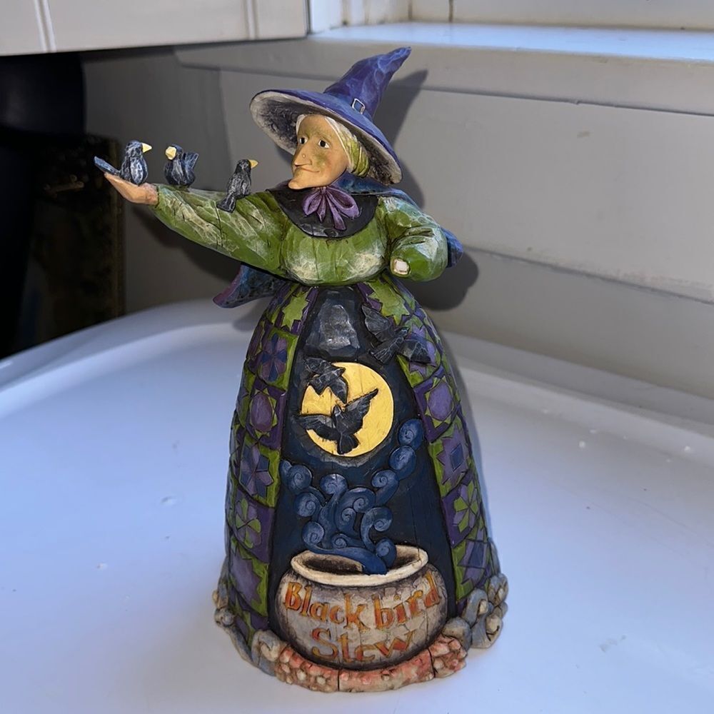 New in box 2004 Jim‎ Shore Black Bird Stew Witch with Black Birds Figurine